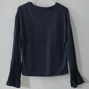 Fleur Bleue sz XS- Med Charcoal Blue Modal Oversized Top